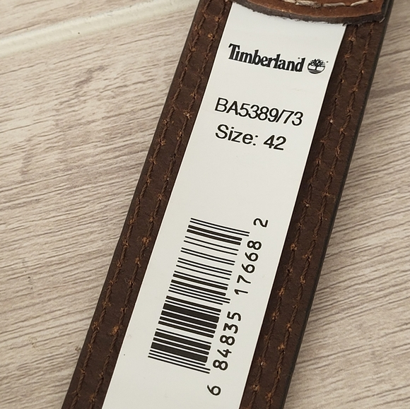 Timberland Mens Classic Leather Jean Belt Brown Size 42 New - Picture 2 of 7